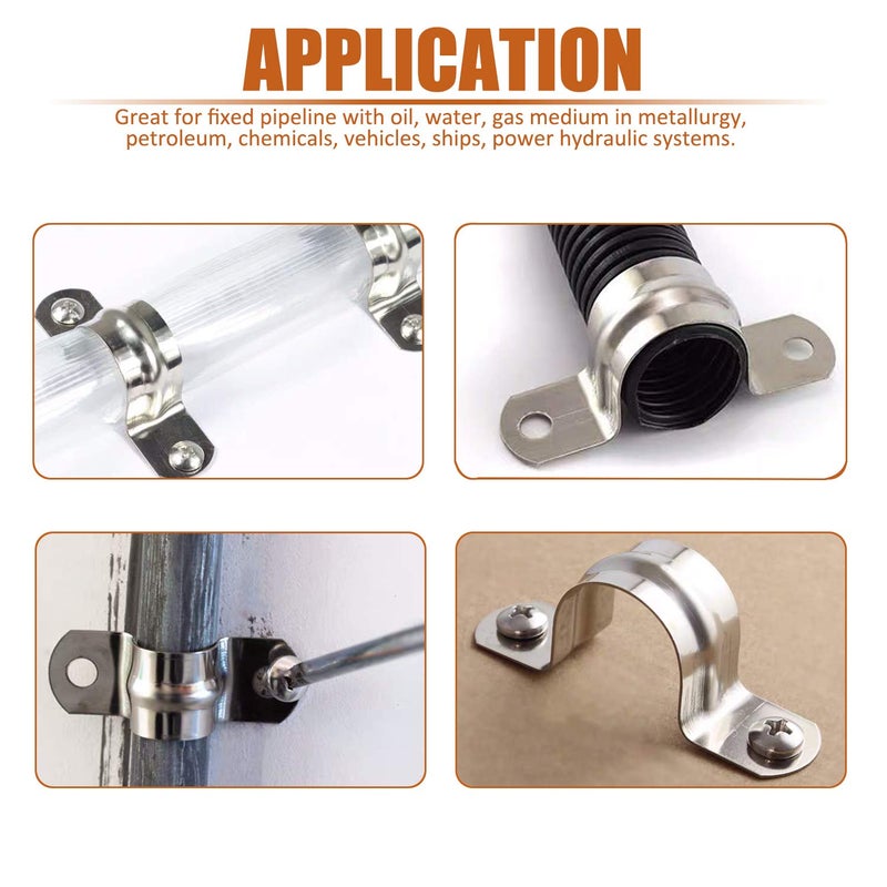 ISPINNER 25pcs M40 Stainless Steel Rigid Pipe Strap for 1-1/2 Inch Hose OD, 2 Holes Cable U Bracket Clamp Hanger Tube Strap Tension Clips - Image 4